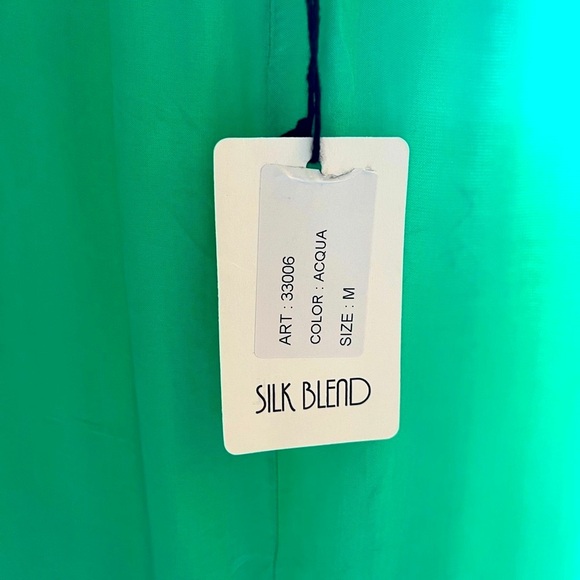 💚Italy SILK Dress💚 Green Pleated Sleeveless Resort Gown - Picture 5 of 13